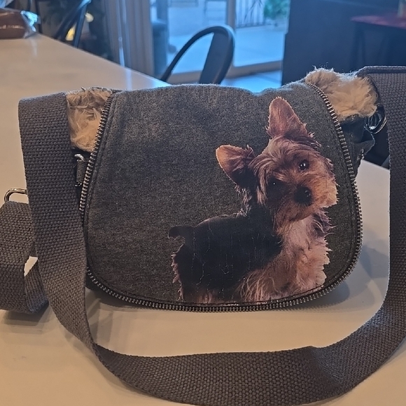 FuzzyNation Handbags - FuzzyNation Gray Crossbody Bag with Red Charm